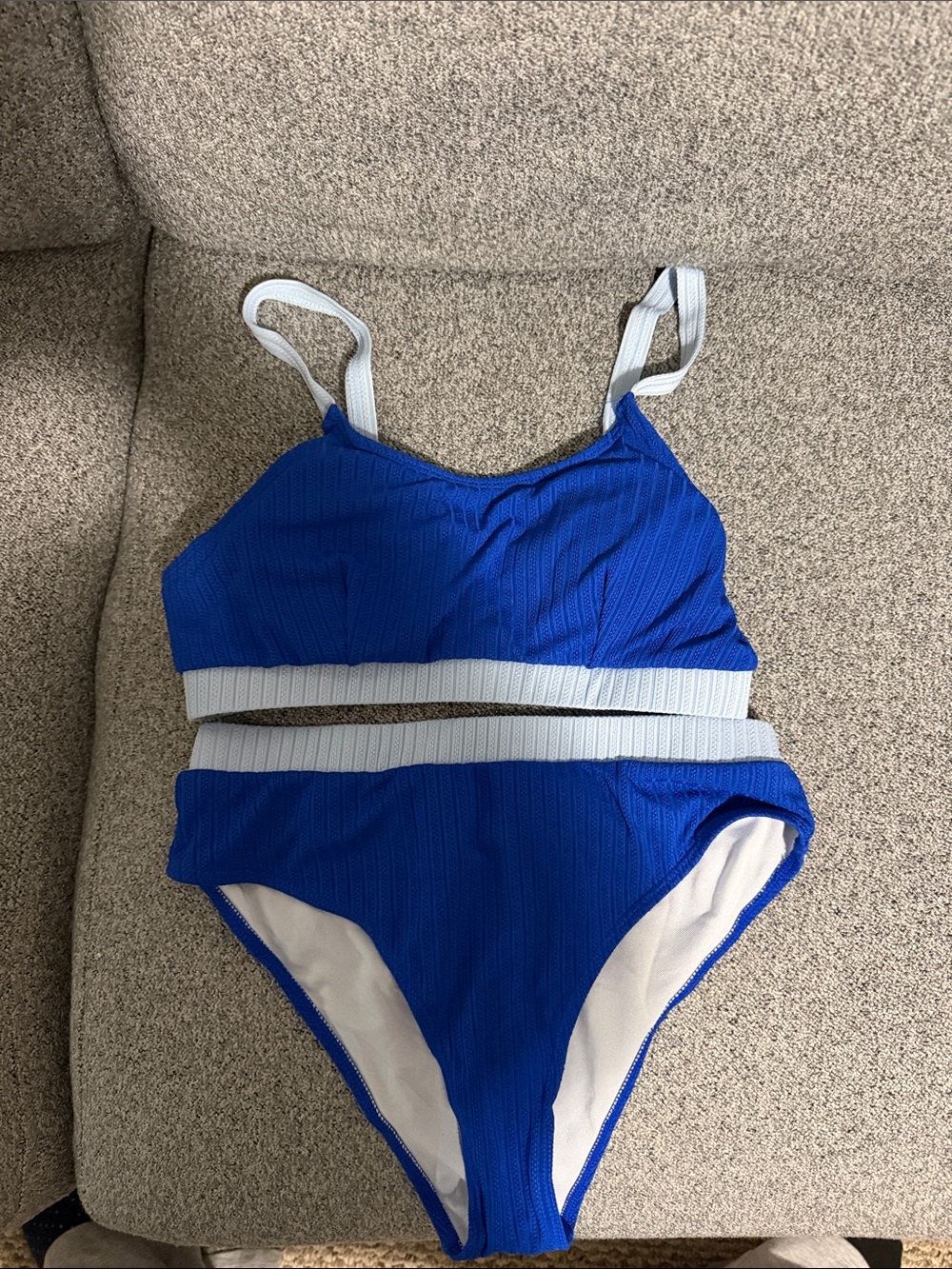 Blue Two-Piece color block Swim Set